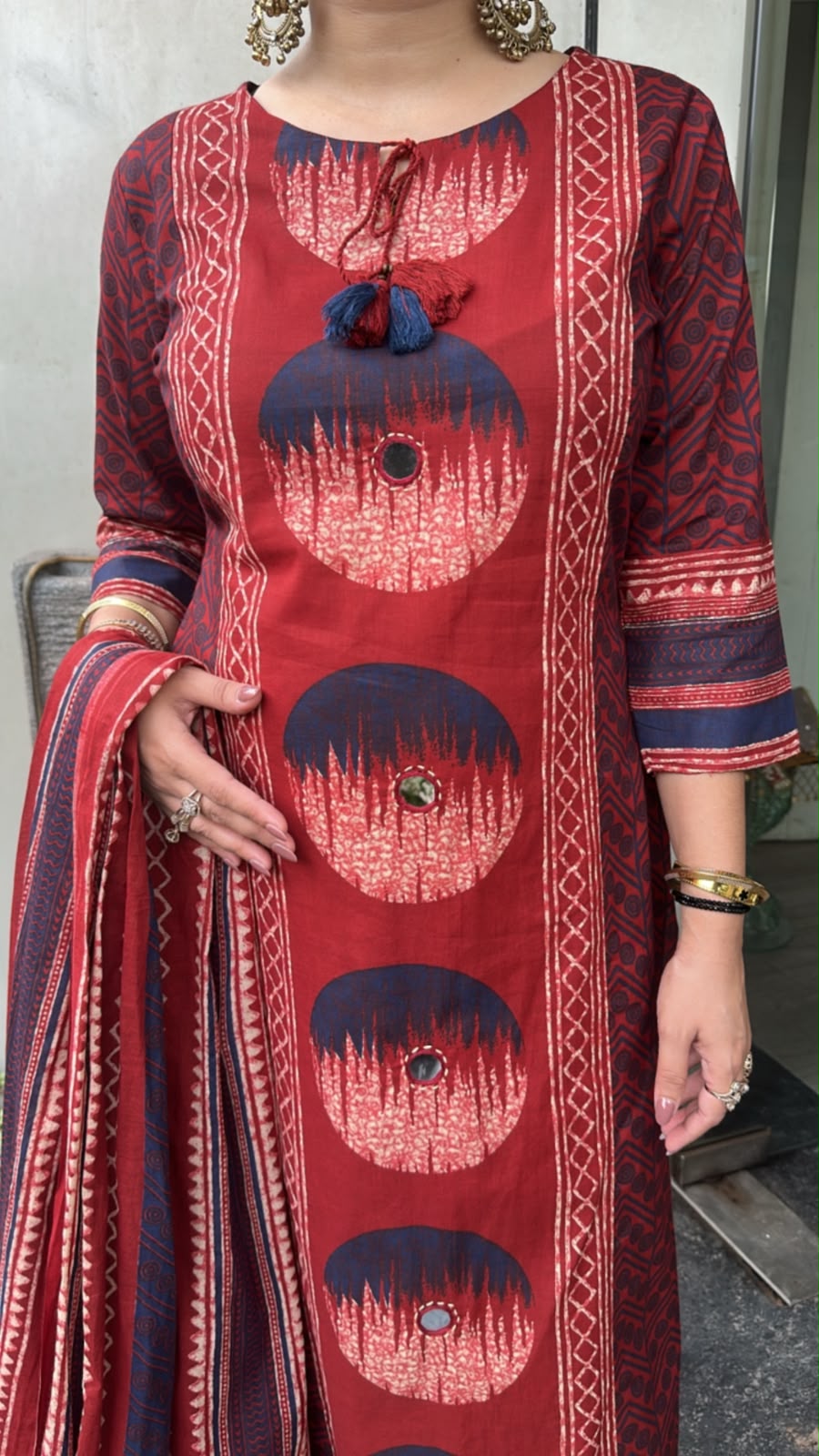 Liza Mahroon Digital Cotton Designer Suit