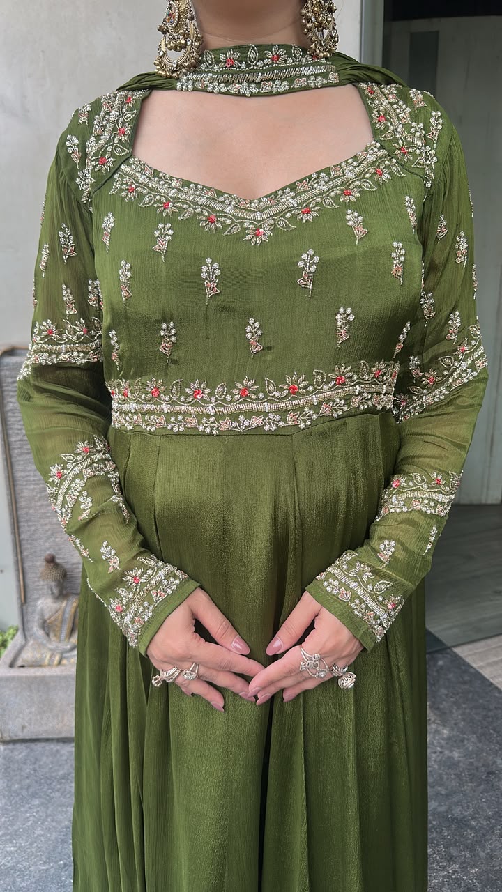 Jihana Teej Handwork Designer Anarkali Suit