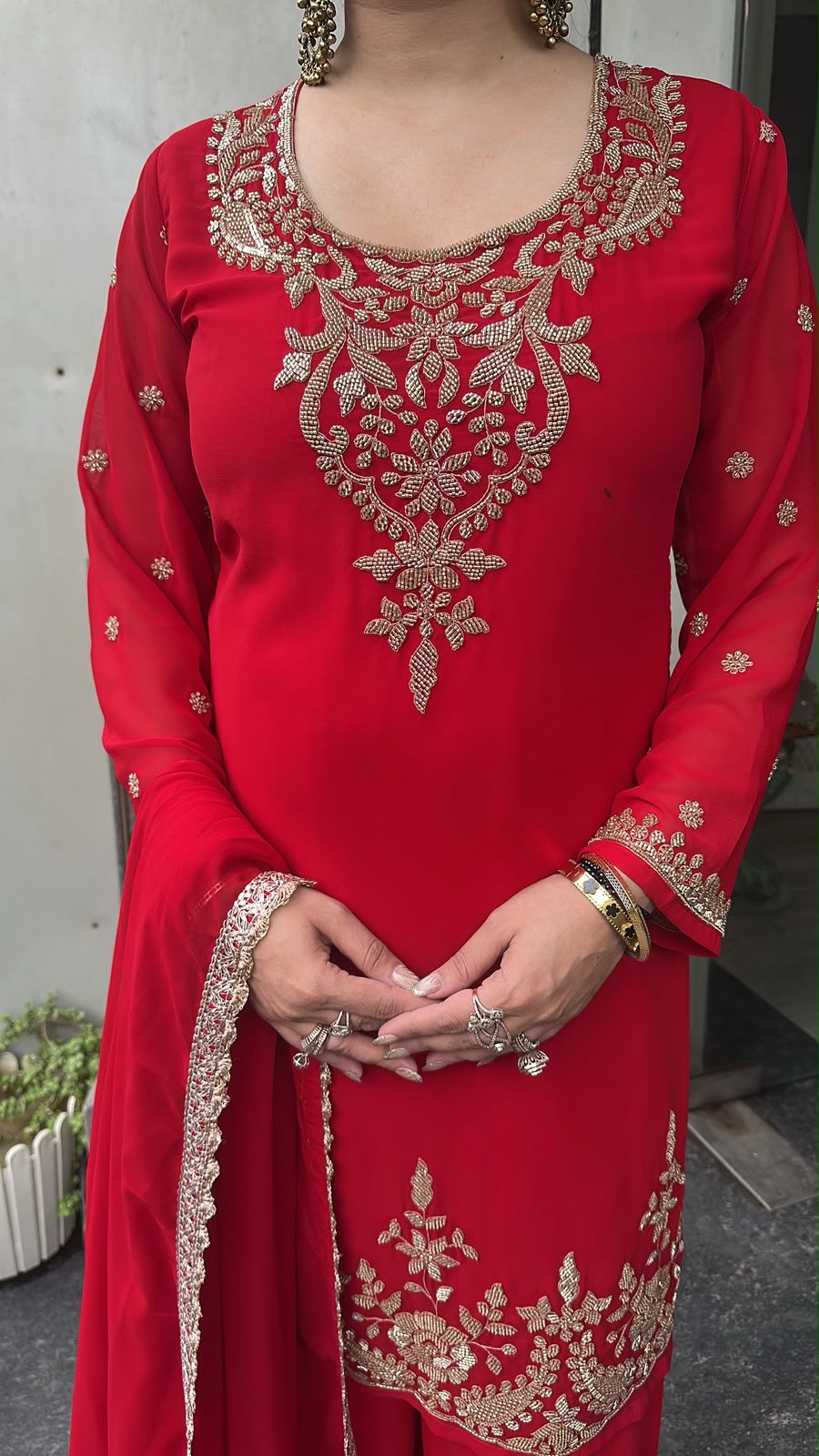Kiya Red Katdana Designer Suit