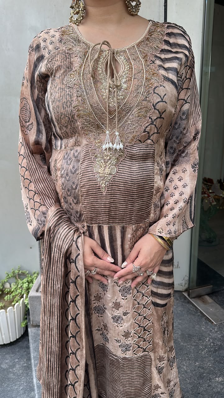 Nibash Digital print Hand work Designer Suit