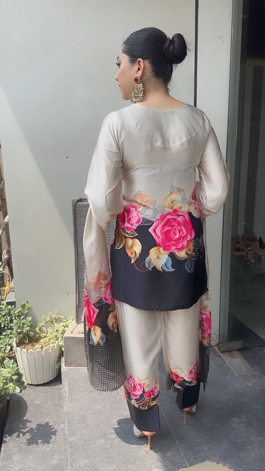 Ruhaniyat Beige Digital print Farshi Designer Suit