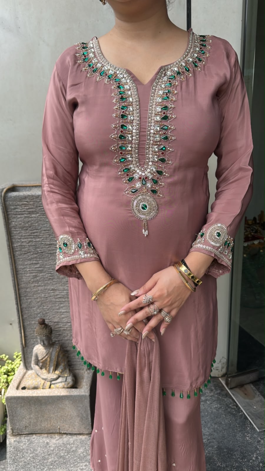 Shehnaaz Stone Embroidered Designer suit
