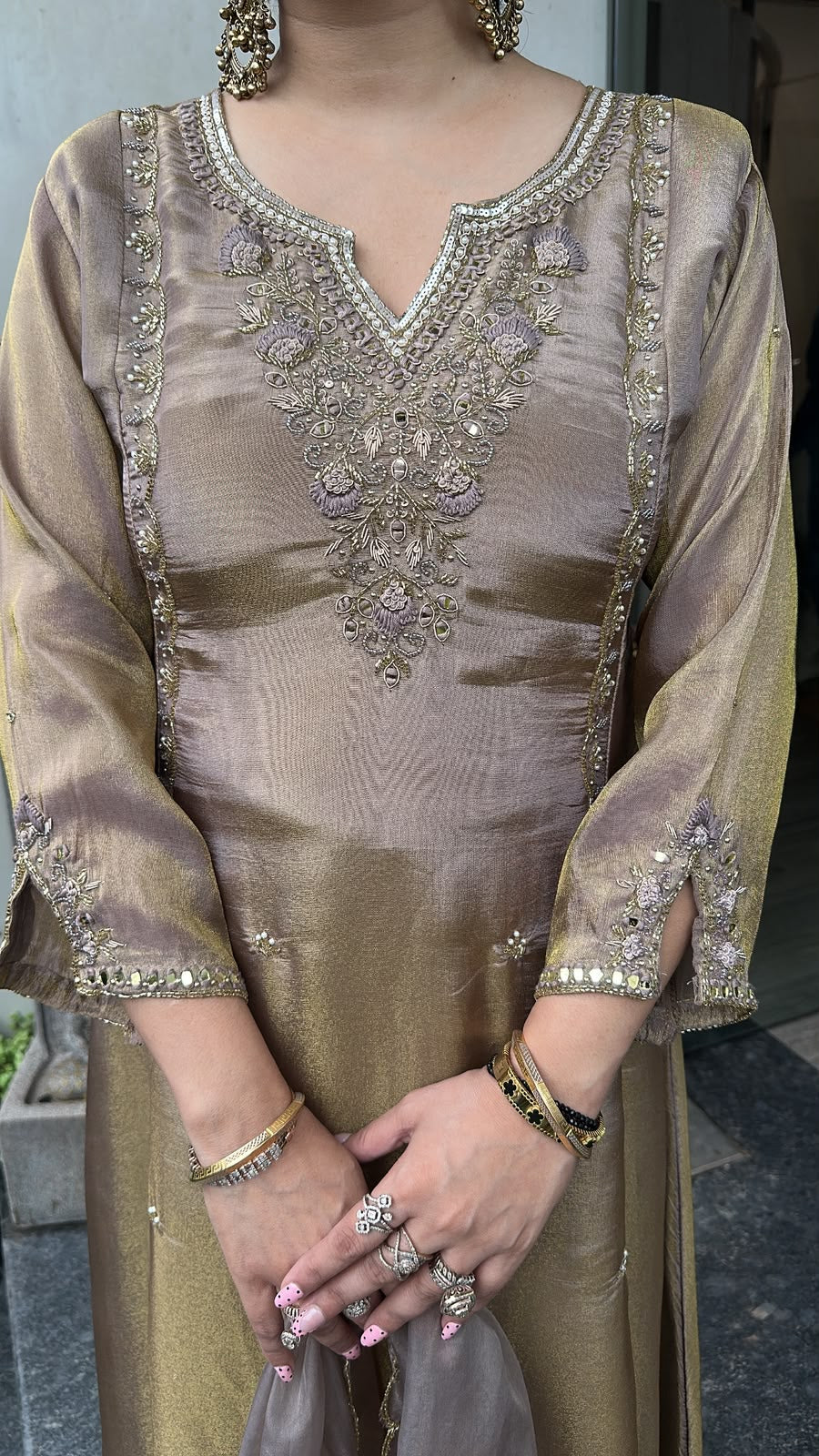 Curry Champion Designer A-Line Cotton Shimmer Suit