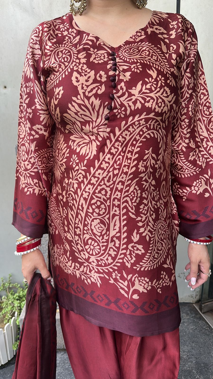 Gajra Mahroon Digital print Farshi Designer Suit