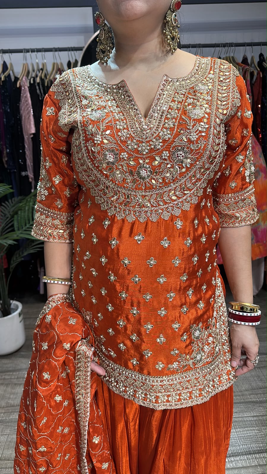 Dhol Rust Handwork Designer Suit