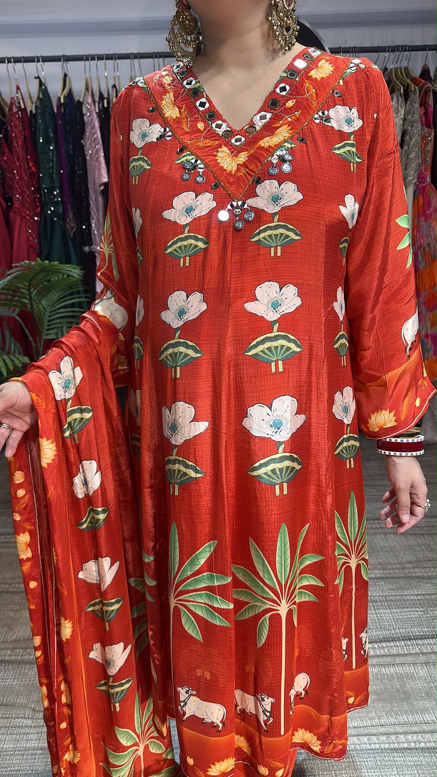 Moo Cow Rust lotus Digital Aline suit