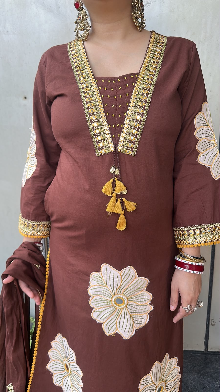Amar Brown Thread work Designer Cotton suit
