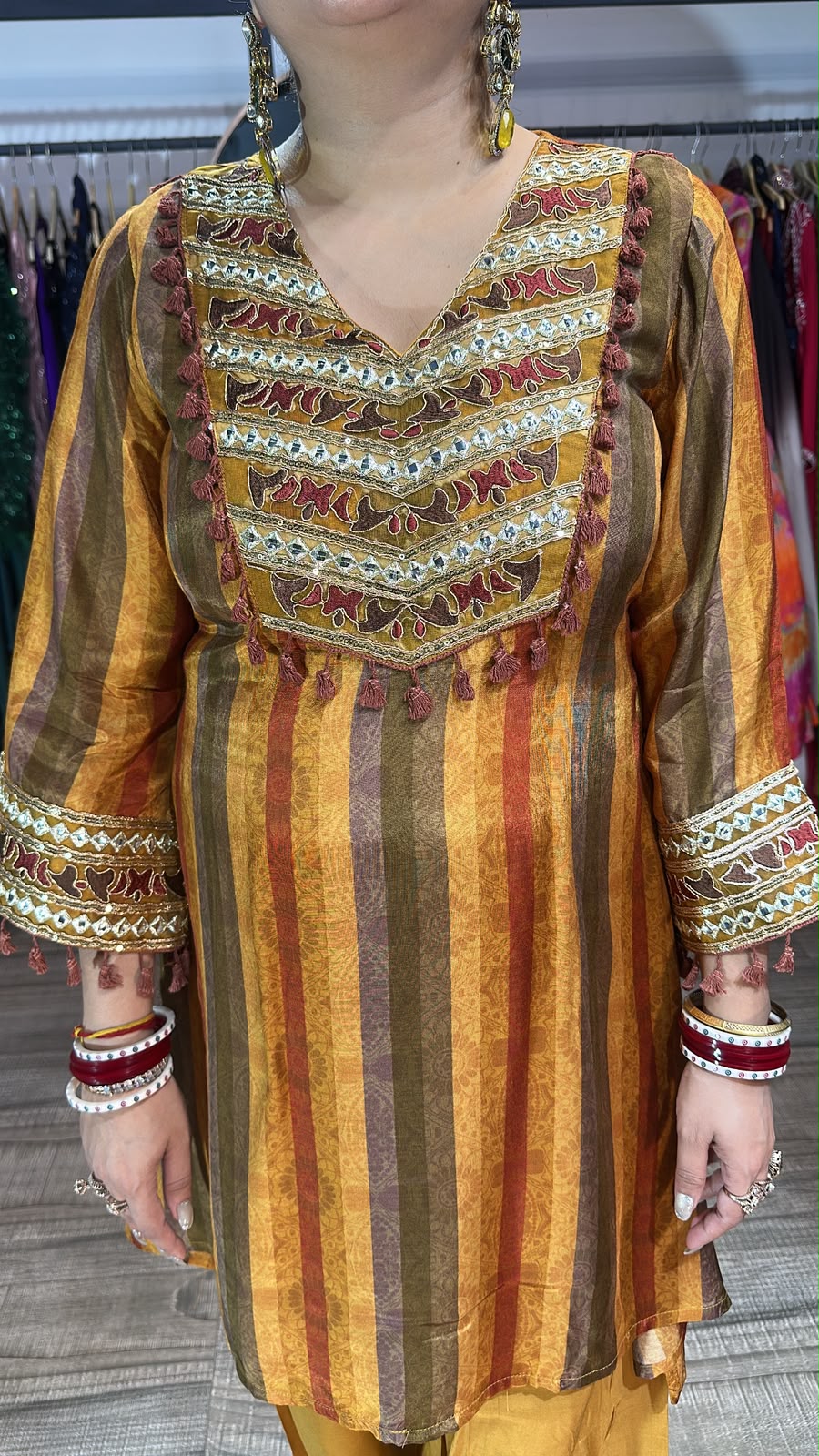 Malai Musturd Brown Multicolour Farshi Cordset