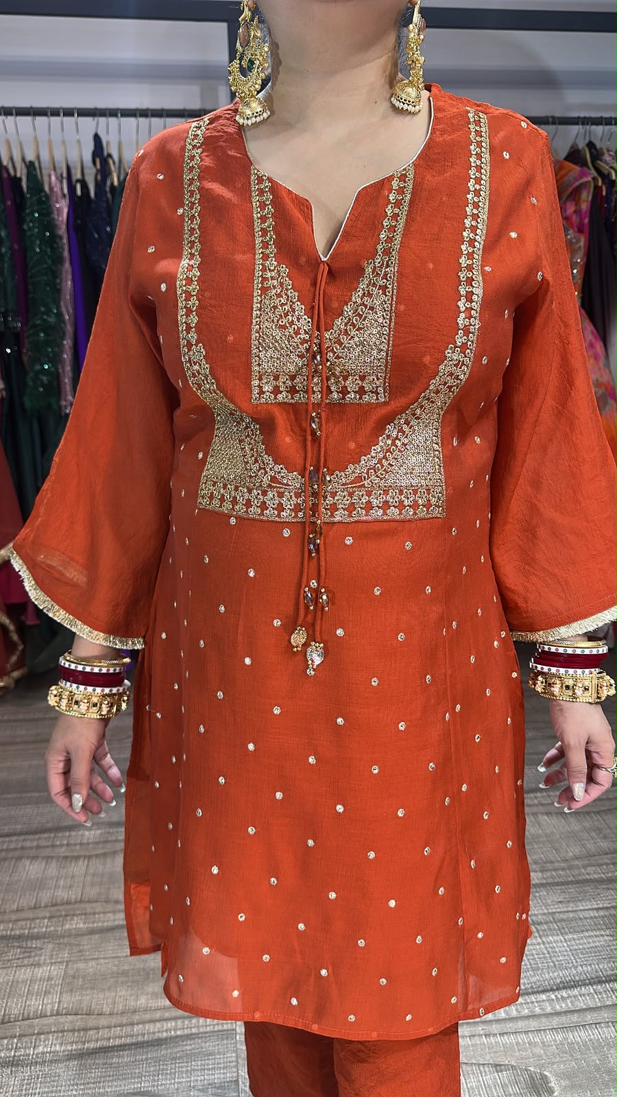Buniyaad Rust Zari work C-Cut Style Cordset