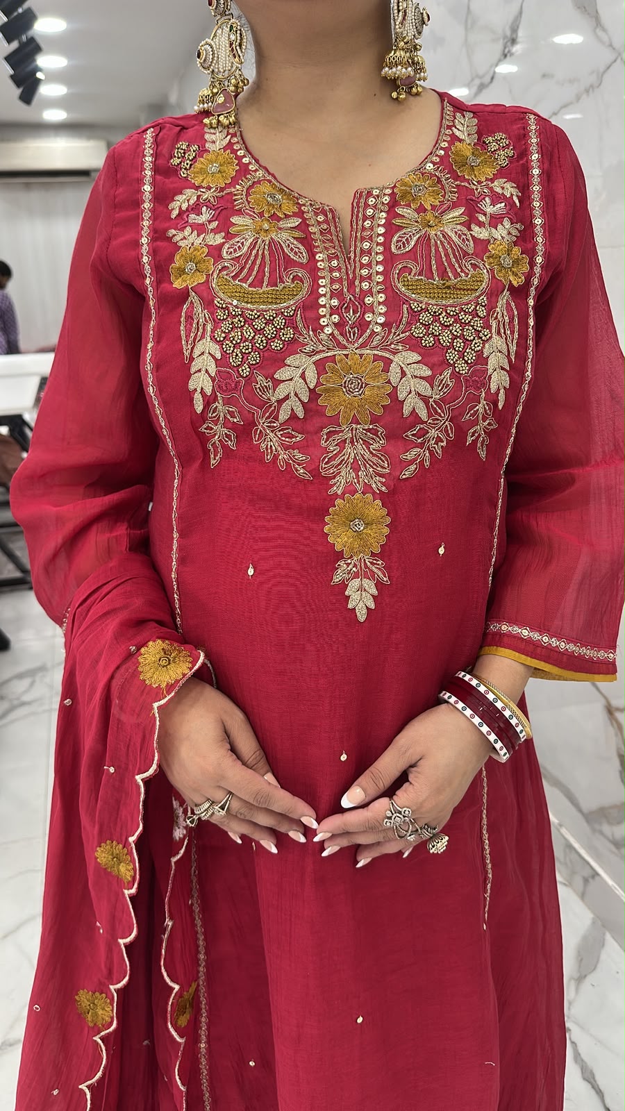 Kalash pink Hand work A-Line Designer Suit