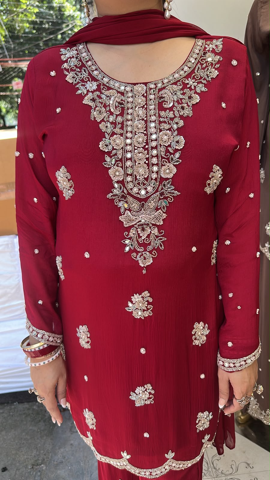 Haseena Mahroon Handwork Designer Suit