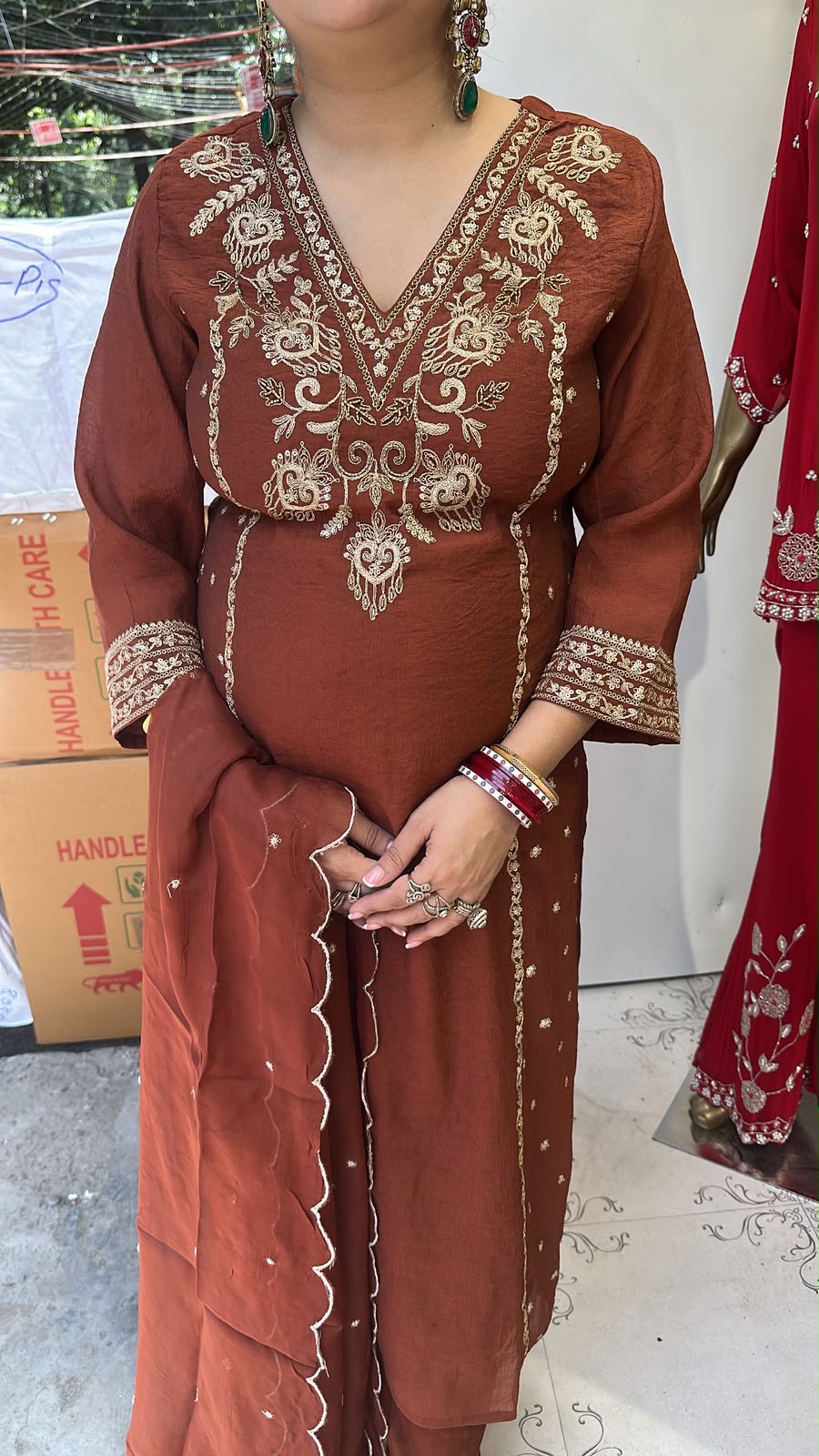 Tasvir Brown Designer Cotton Suit