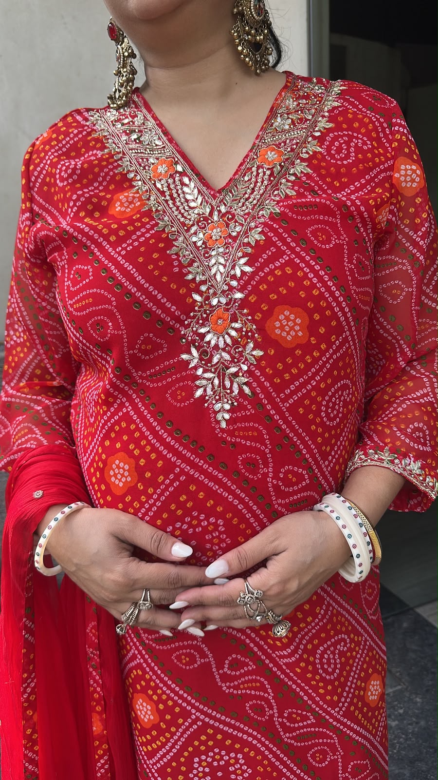 Bandani Red Digital Print Designer Suit