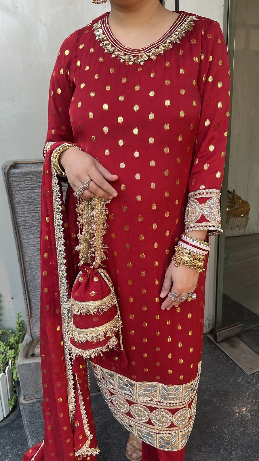 Chandigarh Karwa with potli Designer Suit