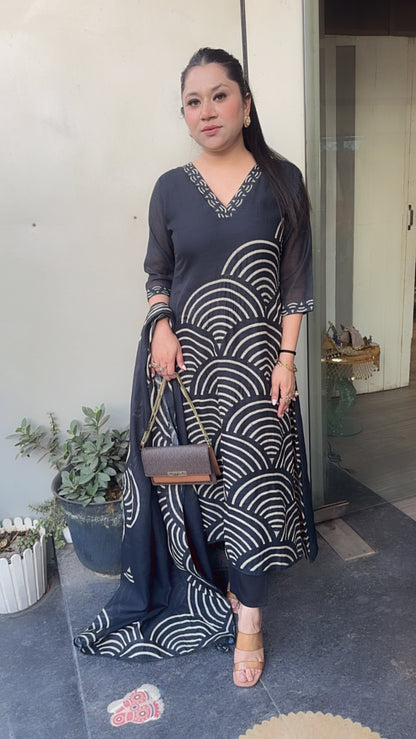 WiFi Black Thread work cotton Designer Suit