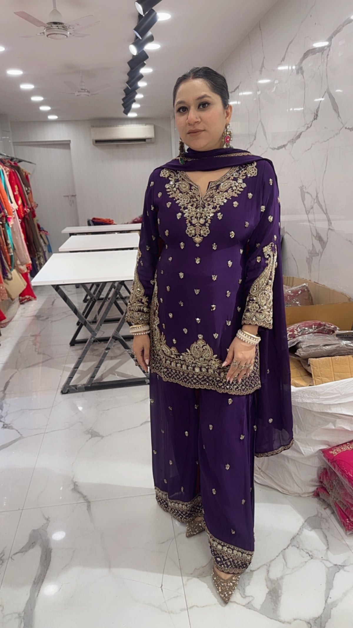 Billo Jamun purple Handwork Designer Suit