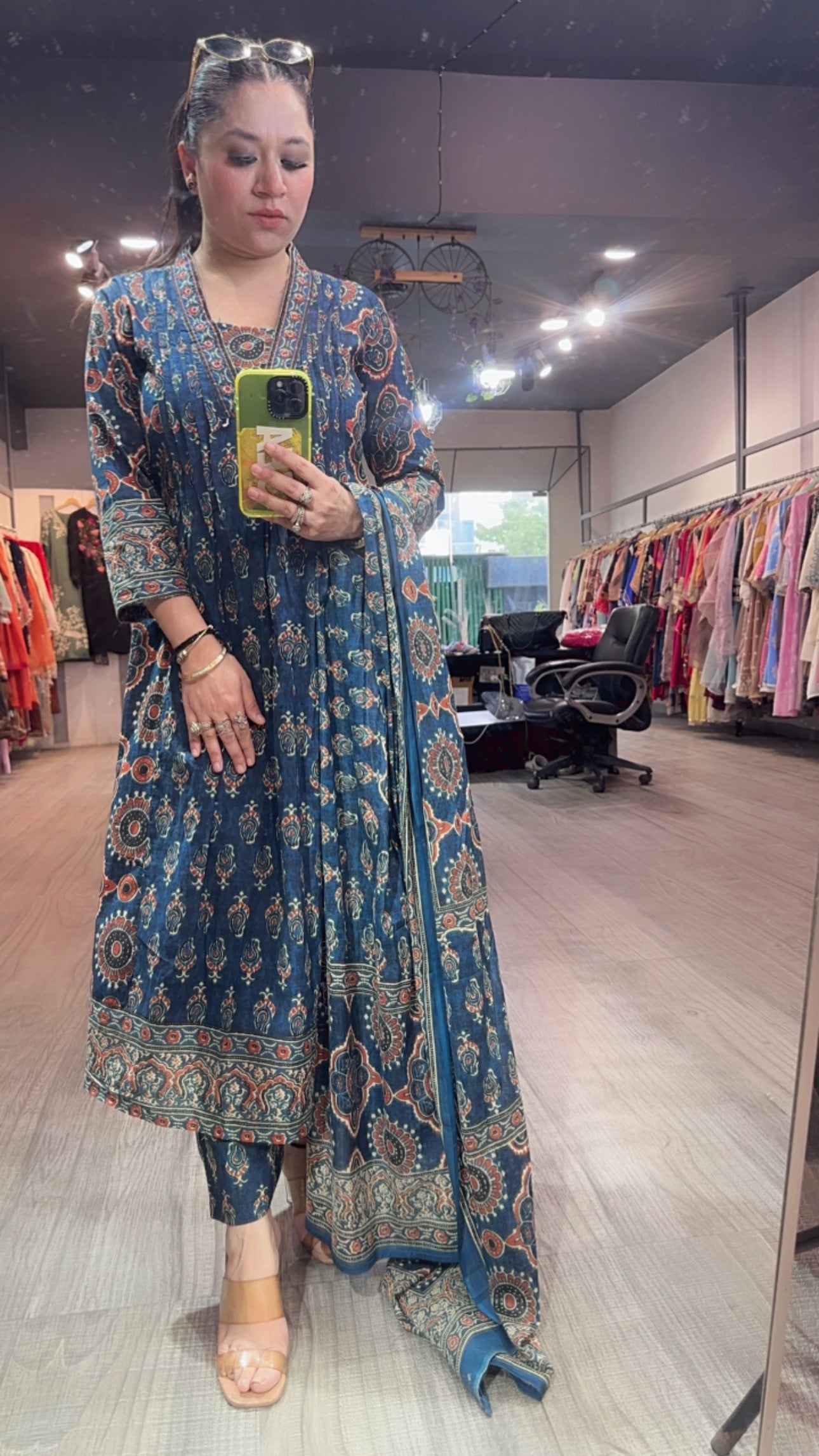 Hayat Teal Blue Digital Designer Anarkali Suit