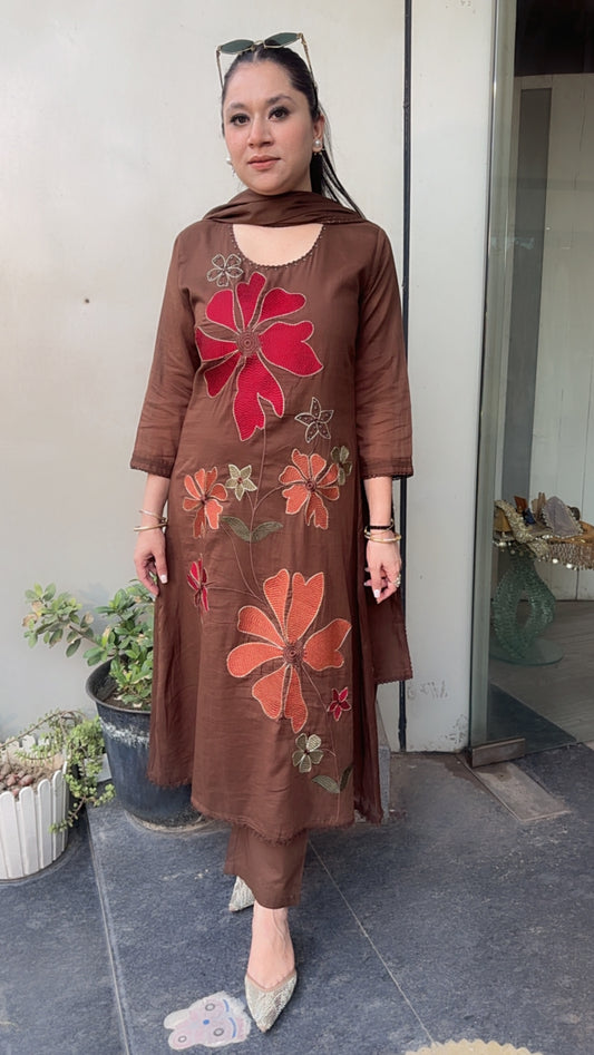 Aysha Brown Aline Cotton Designer Suit