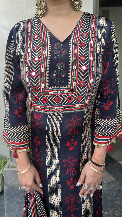 TikTok Navy Blue Digital Long Designer Suit