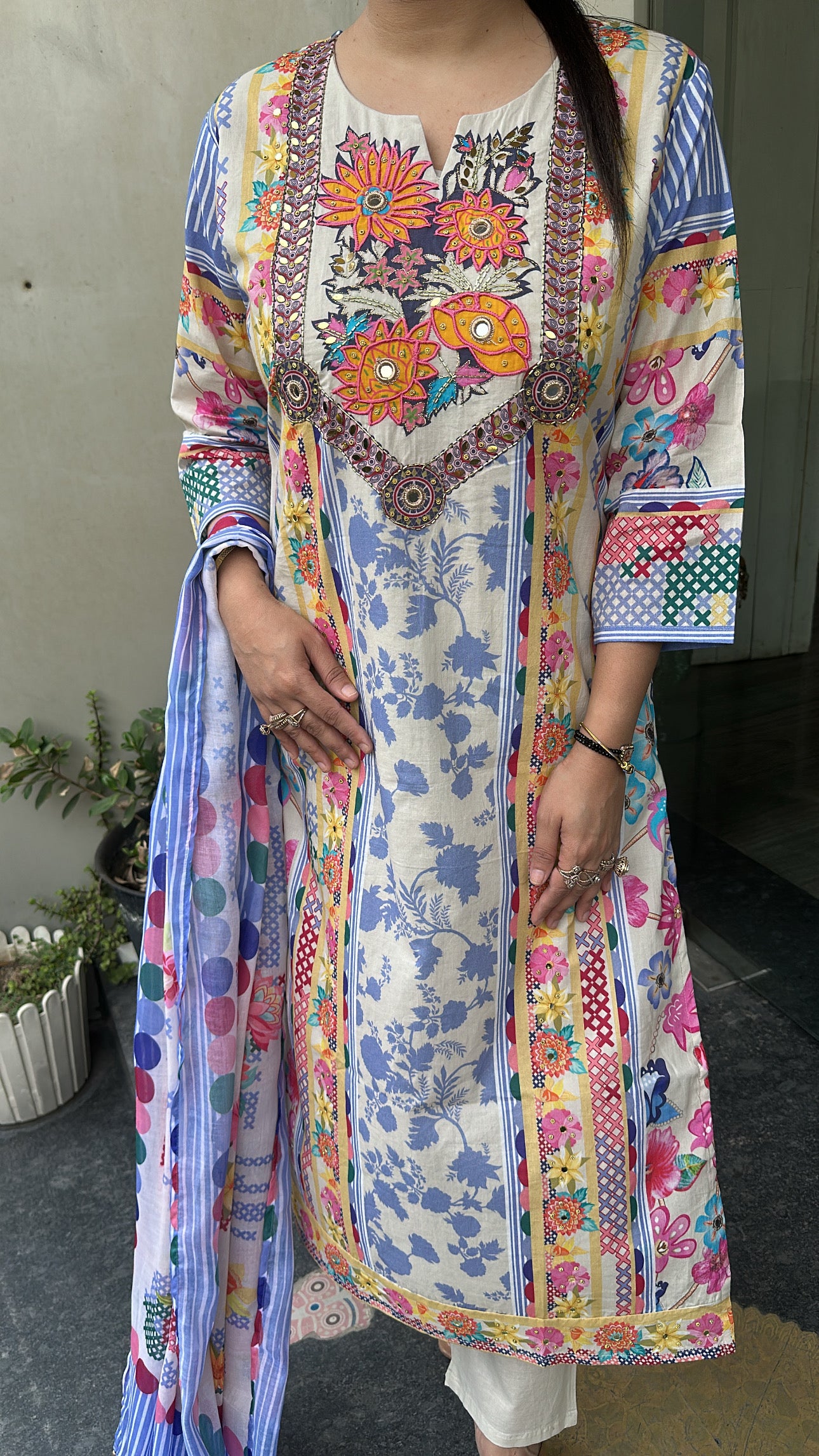 Junoon Multicolor Cotton Designer suit