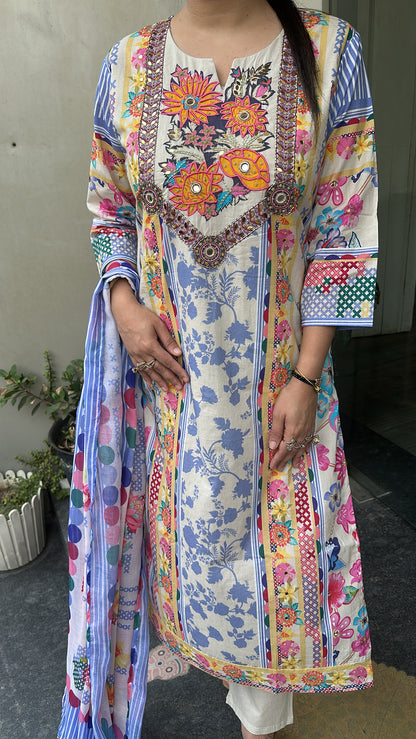 Junoon Multicolor Cotton Designer suit