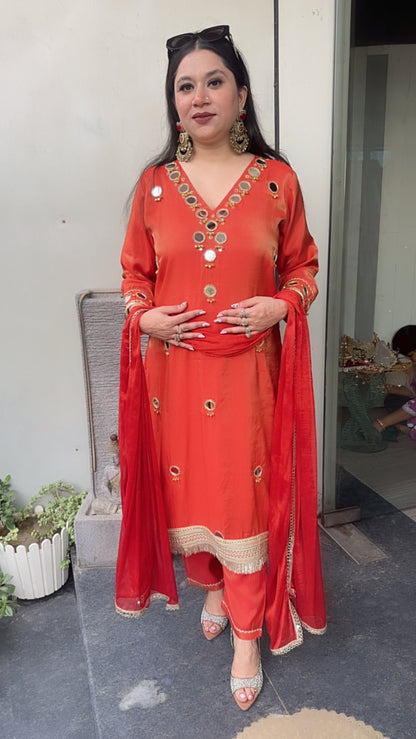 Gungru Mirror work Designer Suit