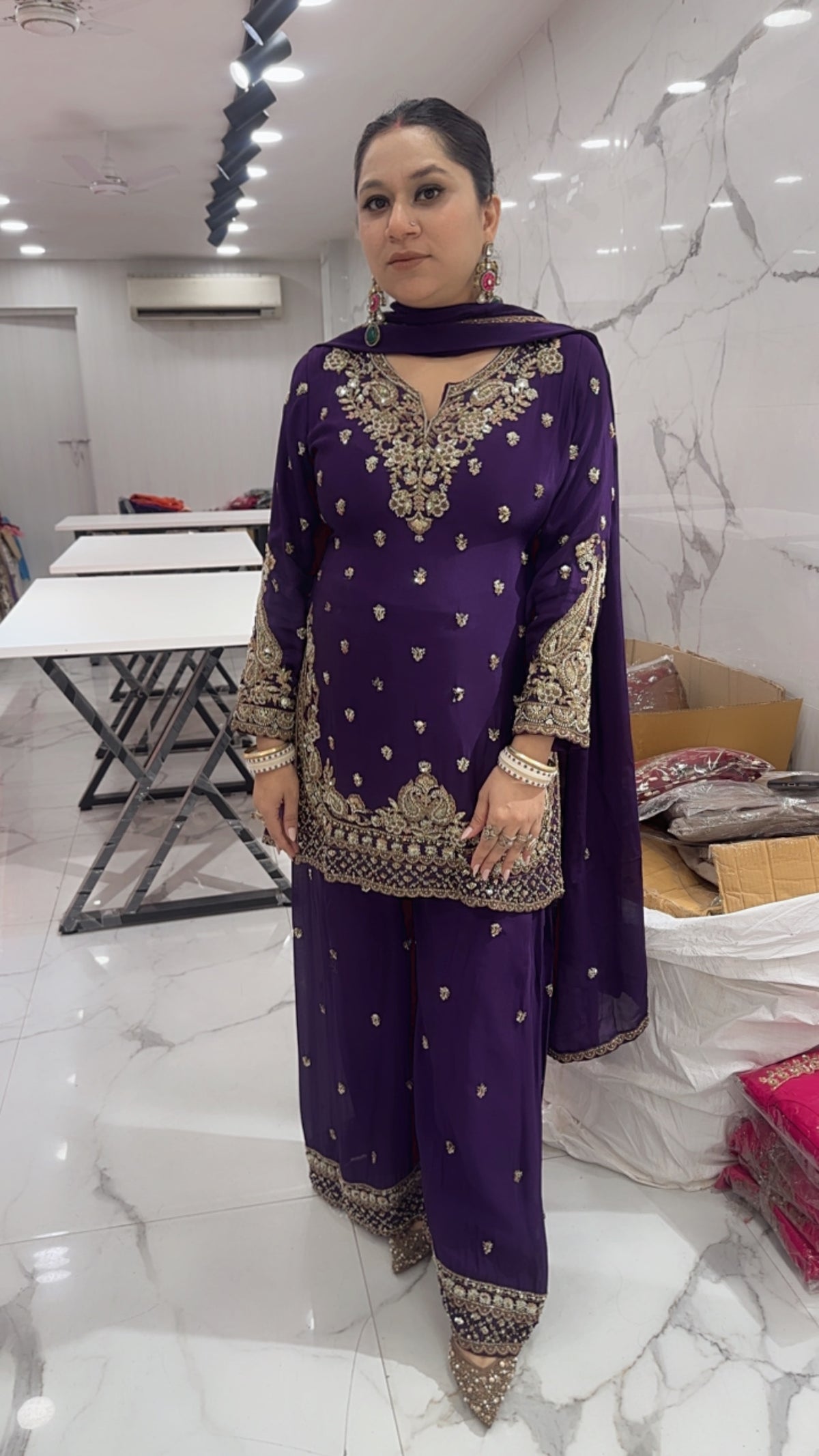 Billo Jamun purple Handwork Designer Suit