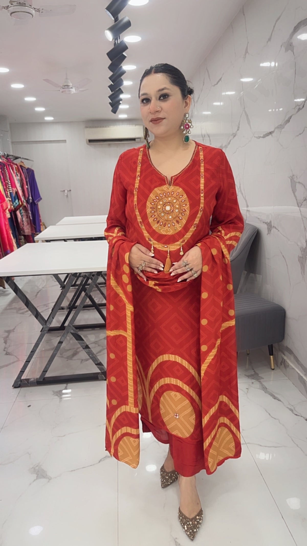 Shri Rust Digital Designer Suit