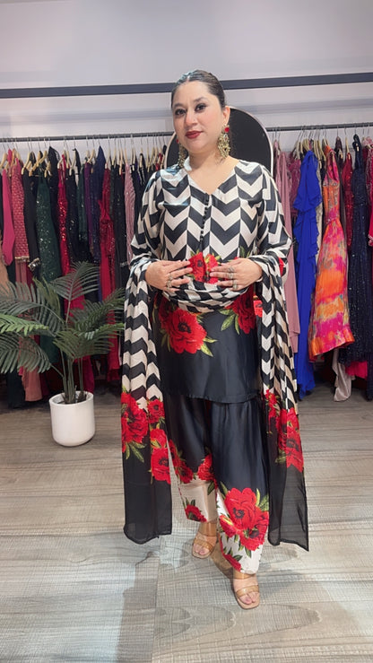 Rose check Digital Print Farshi Salwar