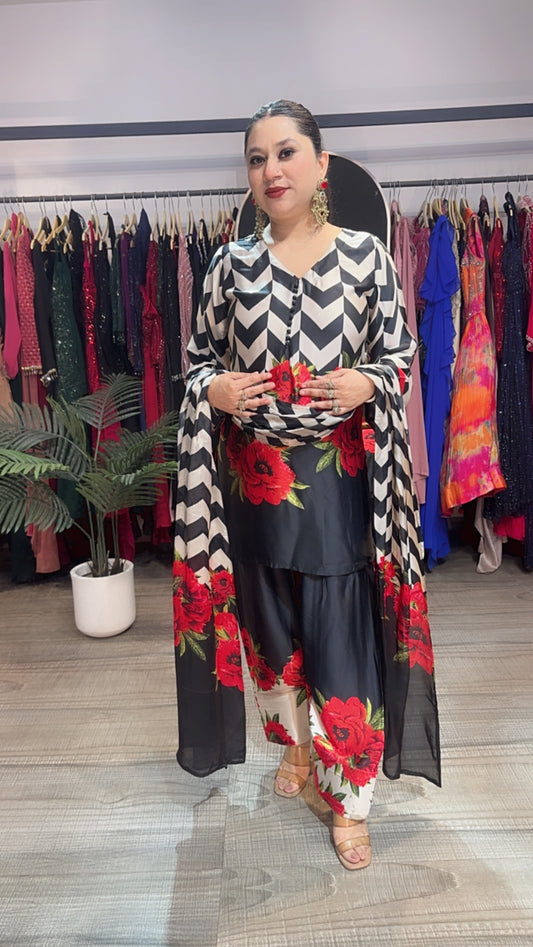 Rose check Digital Print Farshi Salwar