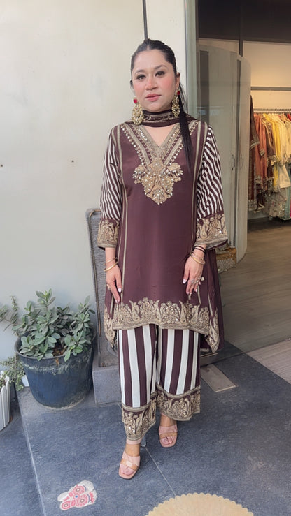 Bastin Coffee Brown Digital c-Cut Style Suit