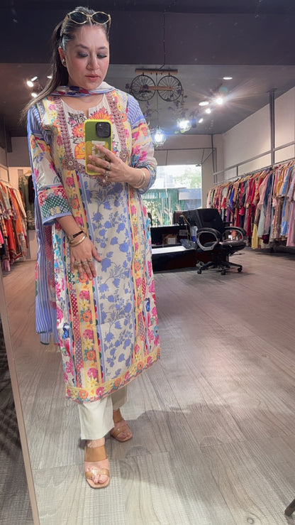 Junoon Multicolor Cotton Designer suit