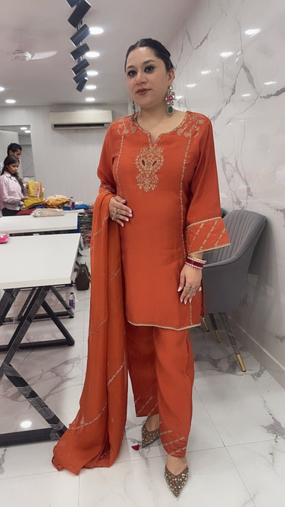 Makhana Rust Handwork Designer Suit
