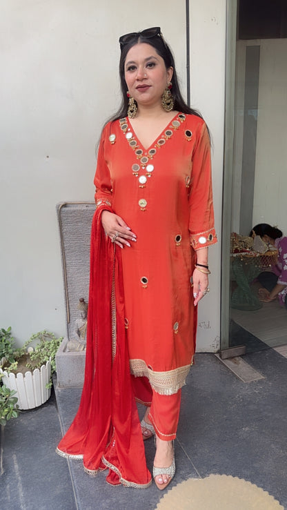 Gungru Mirror work Designer Suit