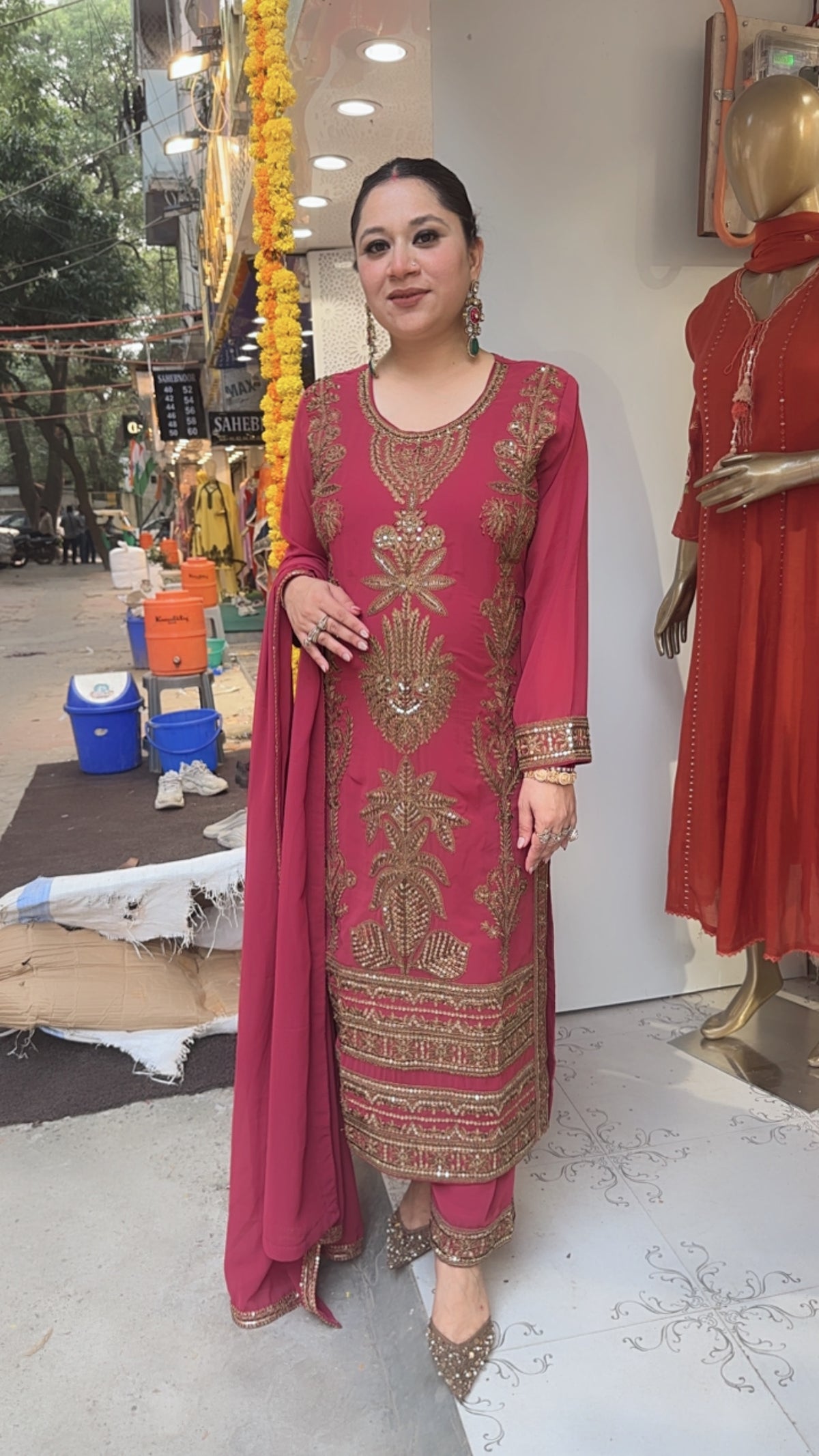 Rasbhari Onion pink Handwork Designer Pakistani Suit