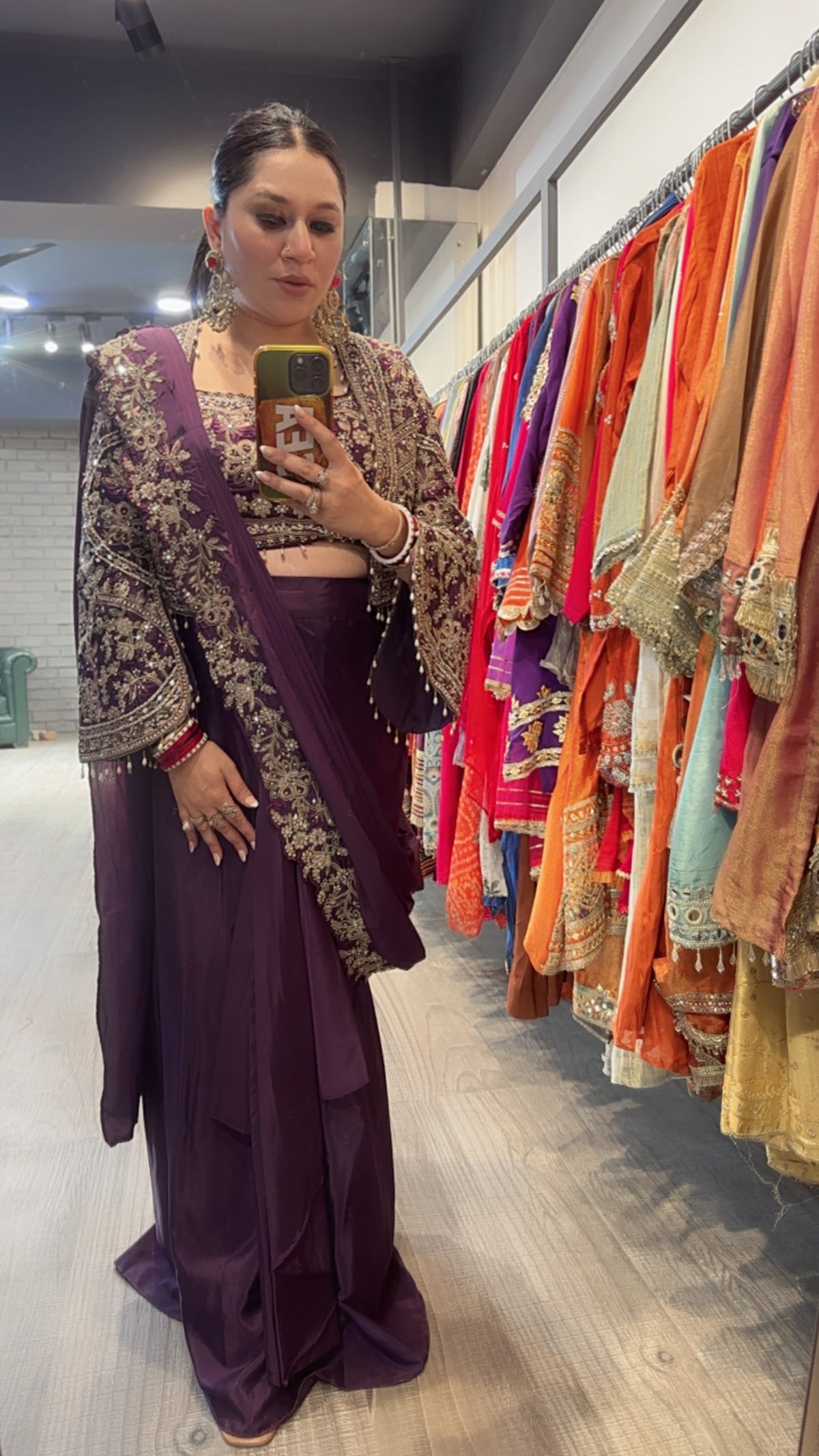 Ambika wine Jacket Style Designer Saree