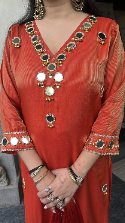 Gungru Mirror work Designer Suit