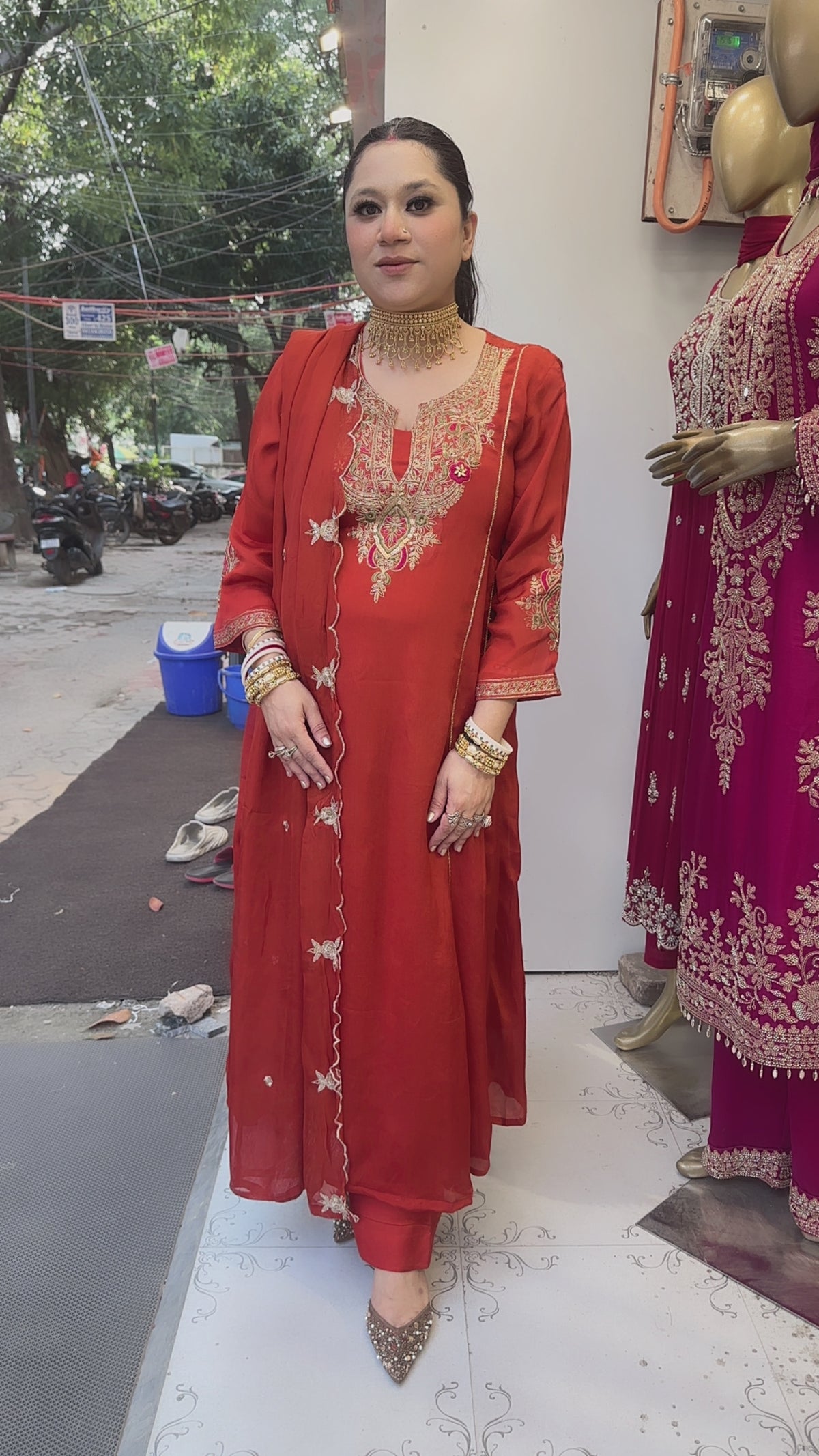 Darbar Rust A-Line Designer Suit