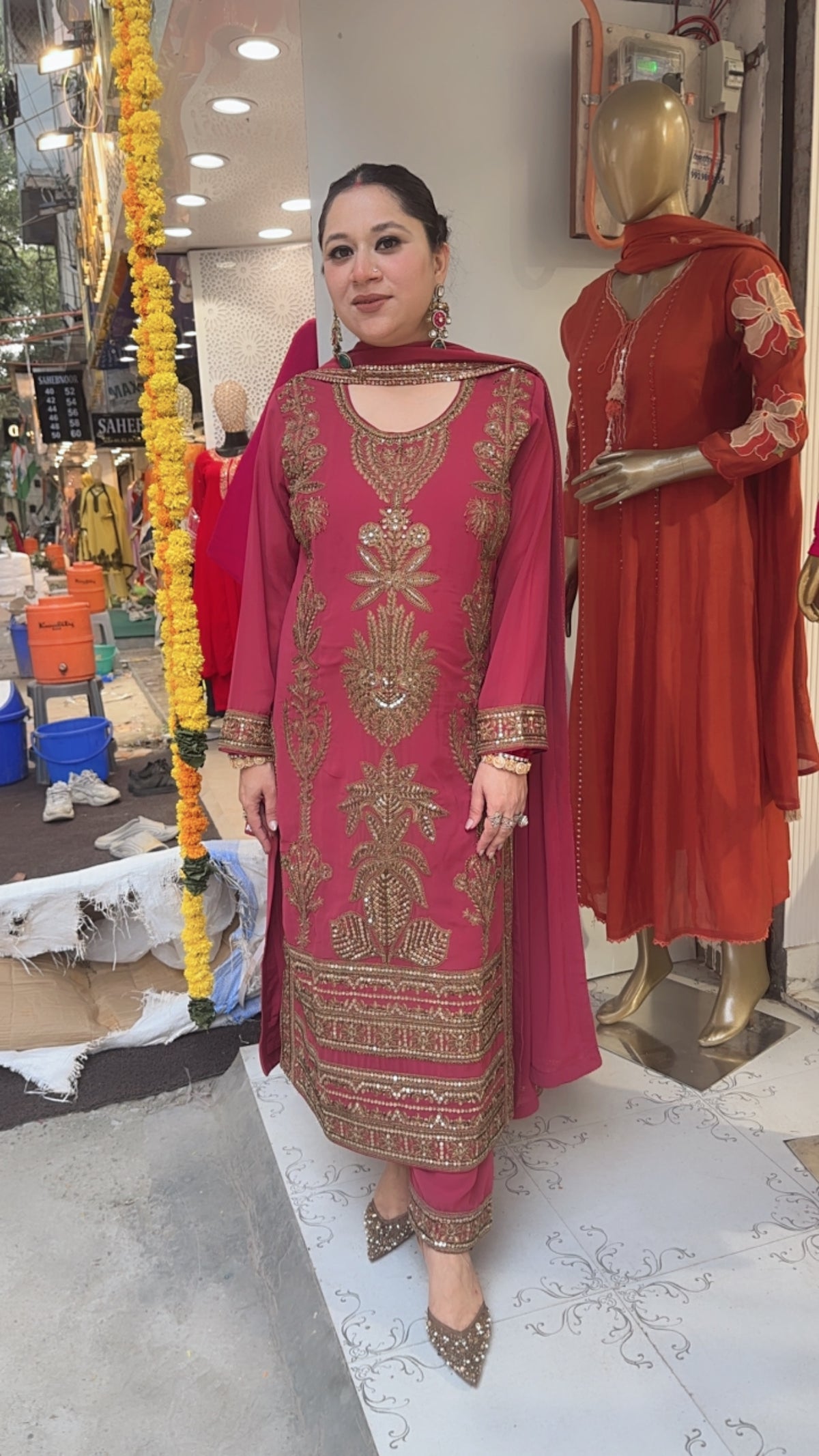 Rasbhari Onion pink Handwork Designer Pakistani Suit