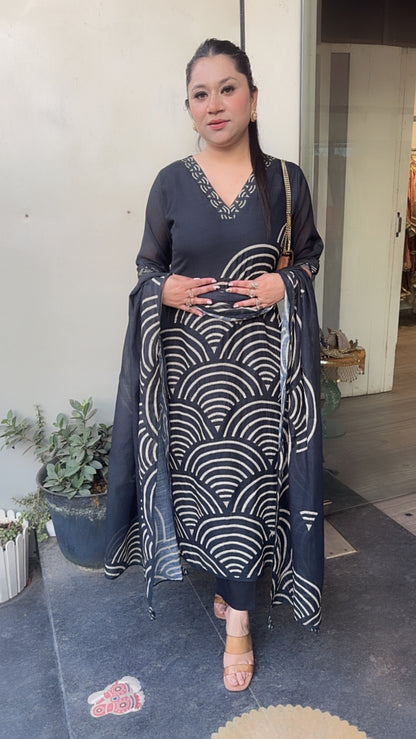 WiFi Black Thread work cotton Designer Suit