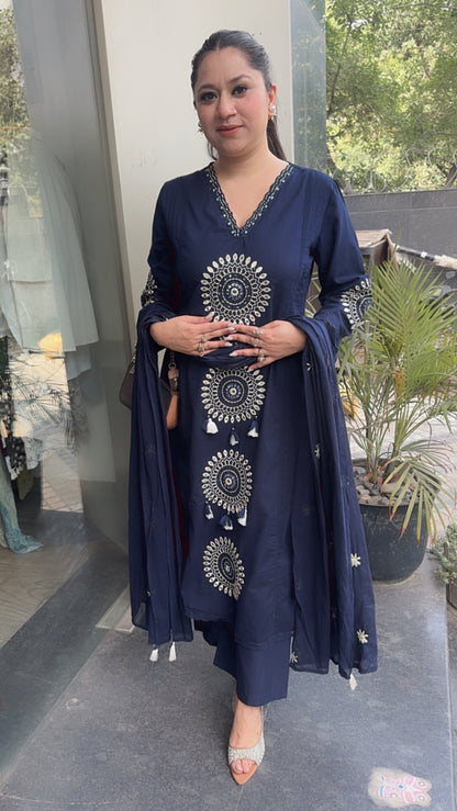 Bahaar Navy Blue A-Line Designer Suit