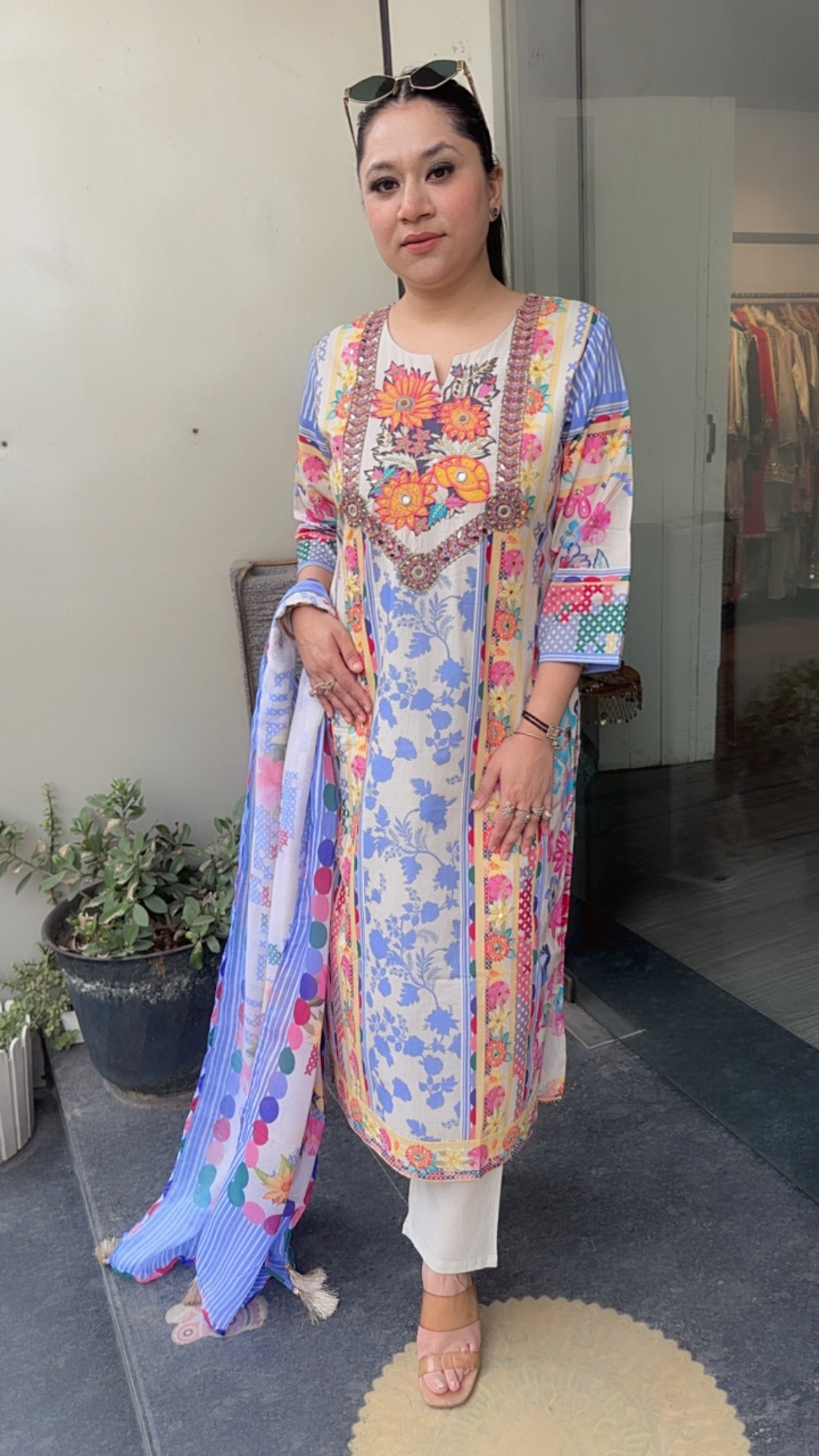 Junoon Multicolor Cotton Designer suit