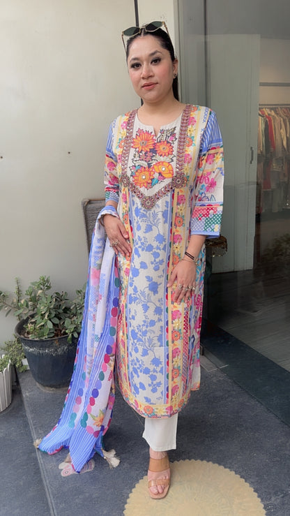 Junoon Multicolor Cotton Designer suit