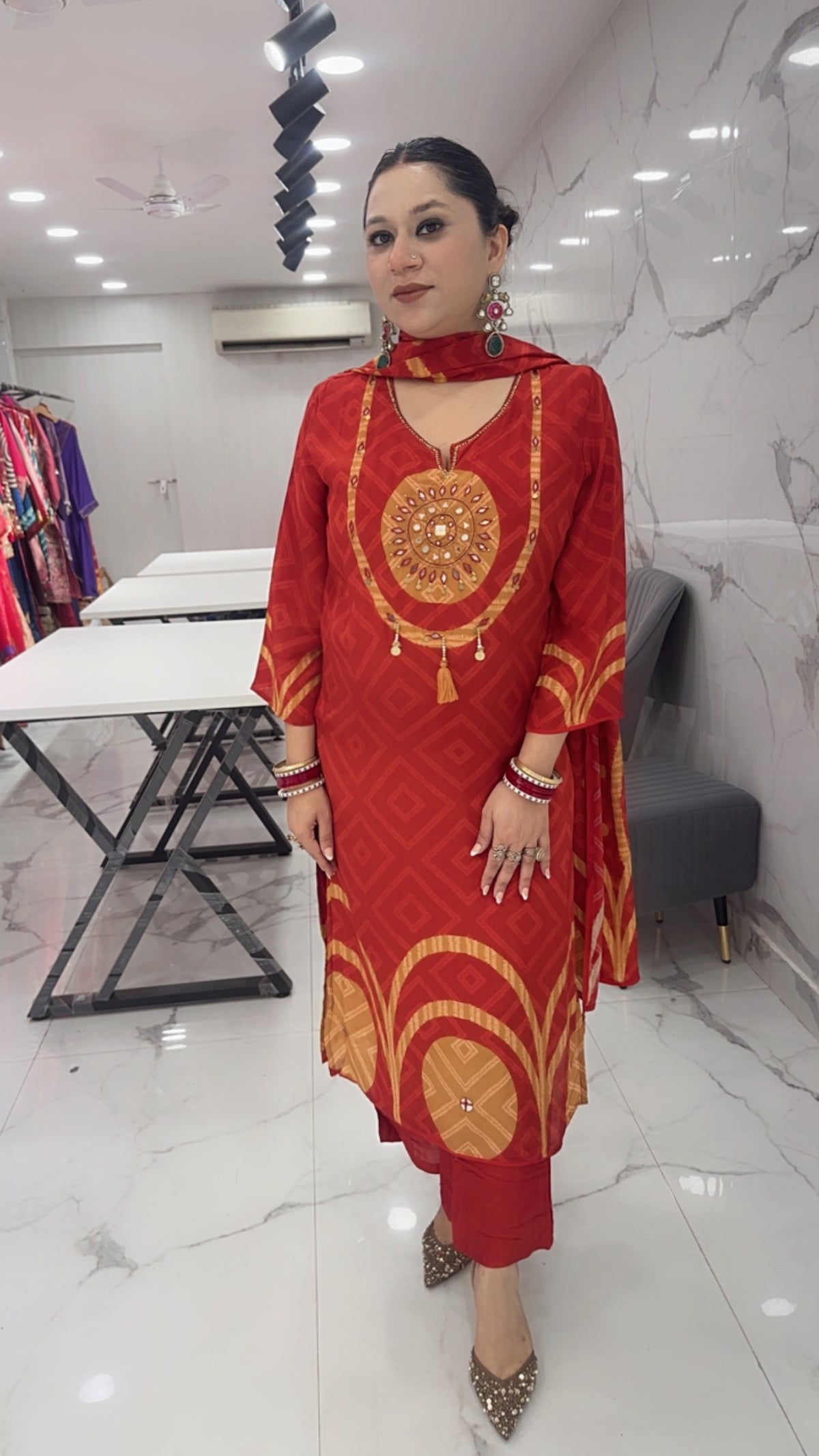 Shri Rust Digital Designer Suit