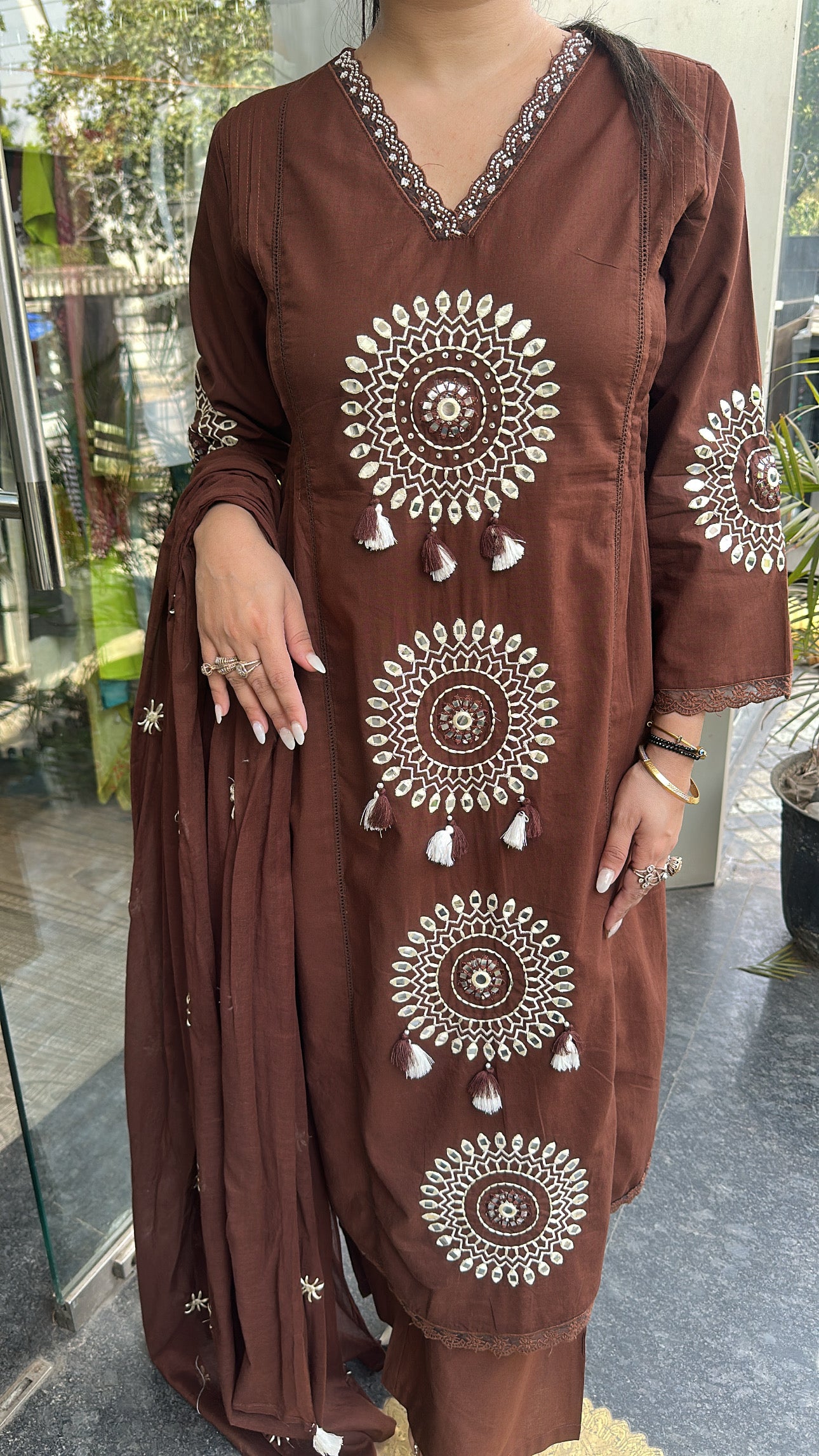 Bahaar Brown A-Line Designer Suit