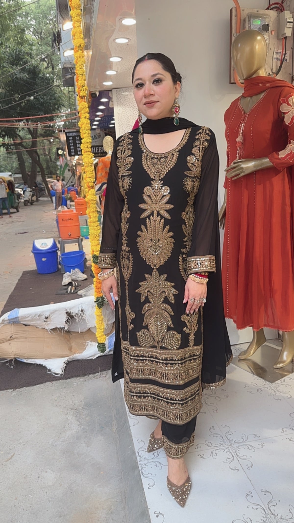 Rasbhari Black Handwork Designer Pakistani Suit