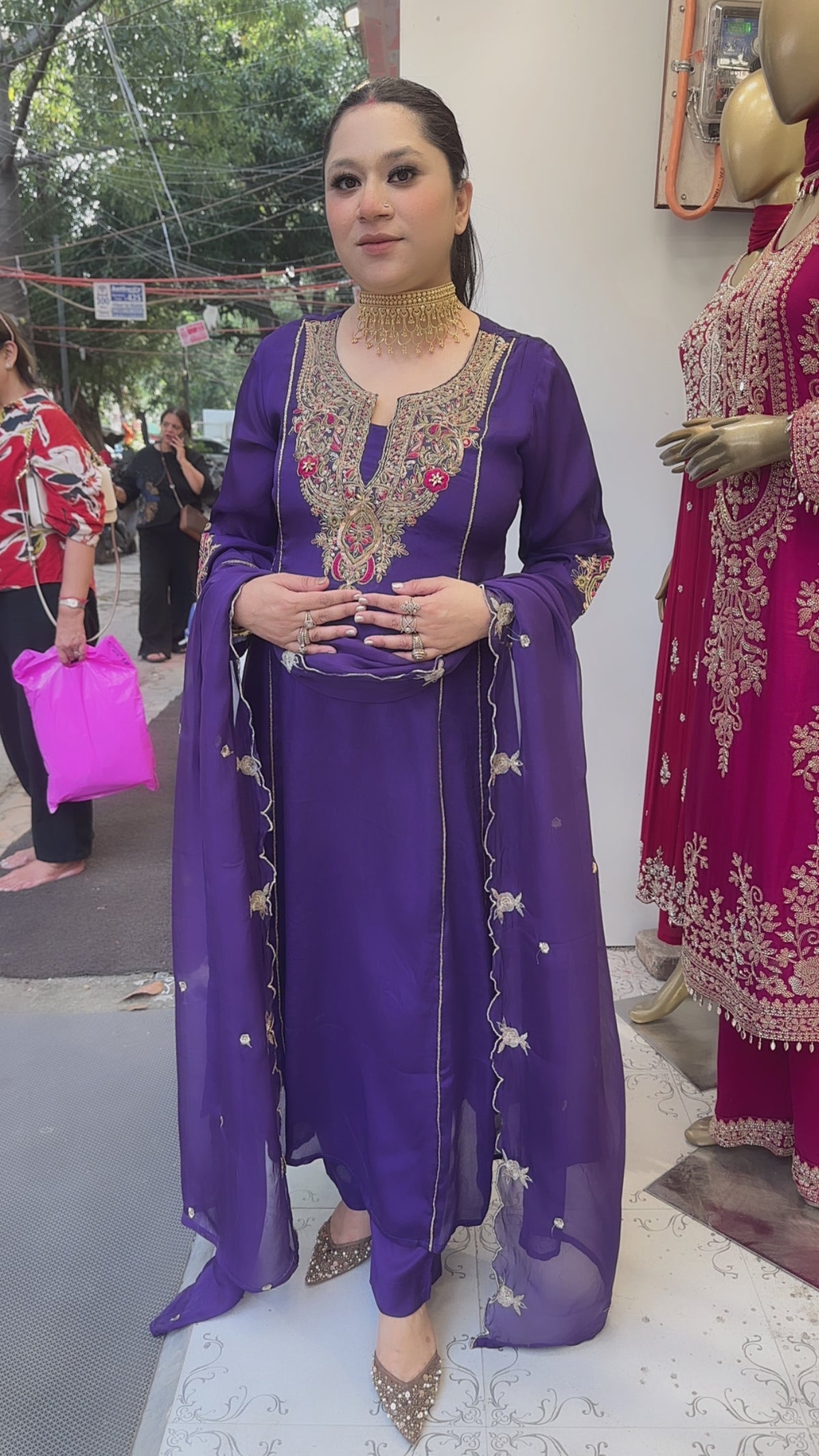 Darbar purple A-Line Designer Suit