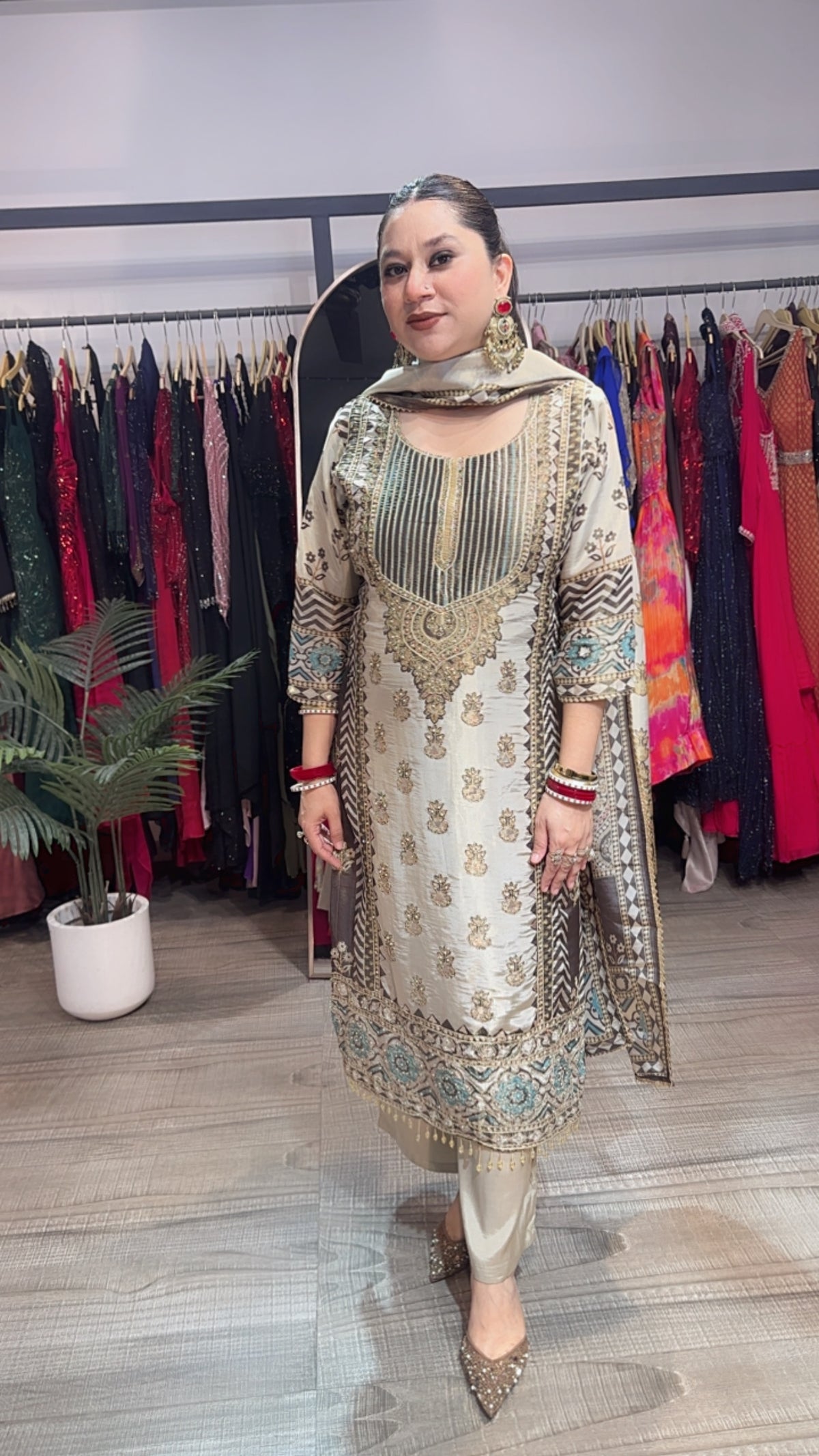 Kanika Digital print Embroidered Designer Suit