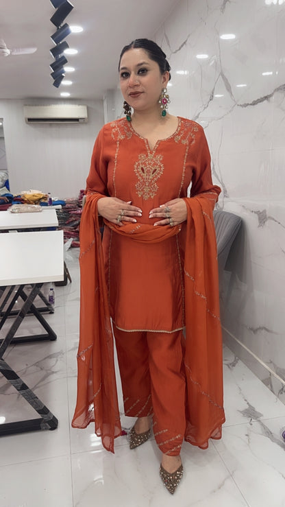 Makhana Rust Handwork Designer Suit