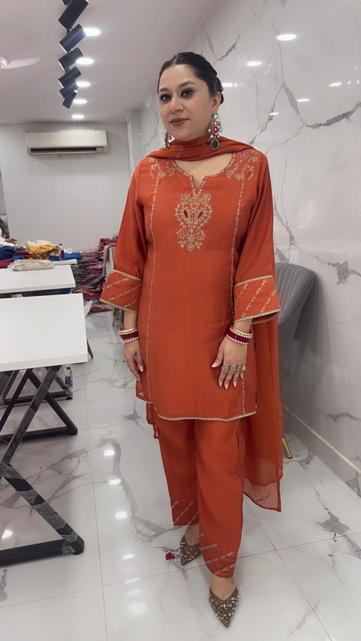 Makhana Rust Handwork Designer Suit